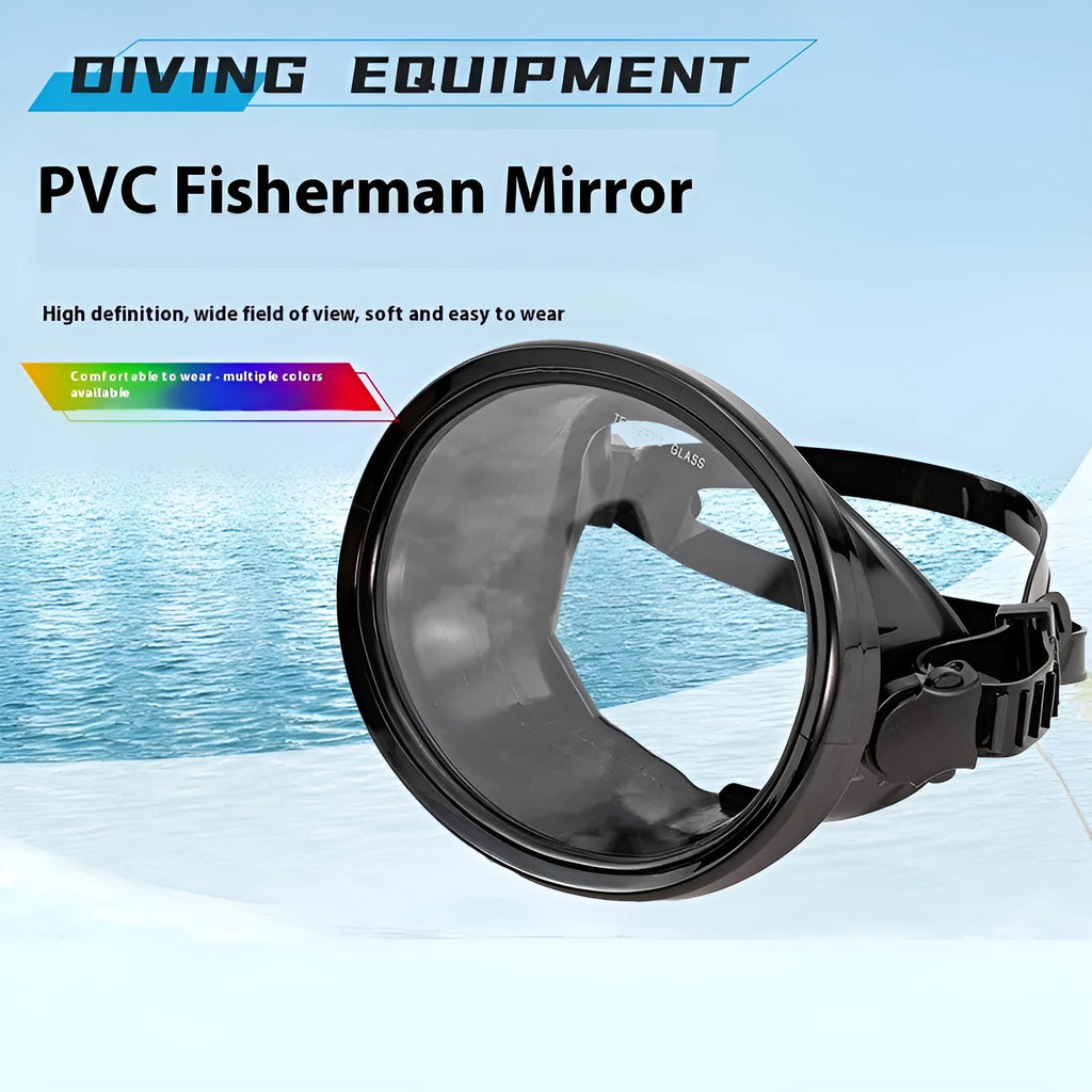 Fisherman Mirror second-generation swimming goggles with HD tempered glass lens and black PVC frame