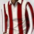 Men's loose retro button long sleeve pullover top on a hanger.