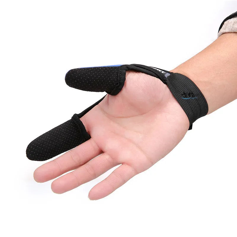 Single two-finger fishing glove showing diving cloth back and microfiber palm with index finger and thumb coverage