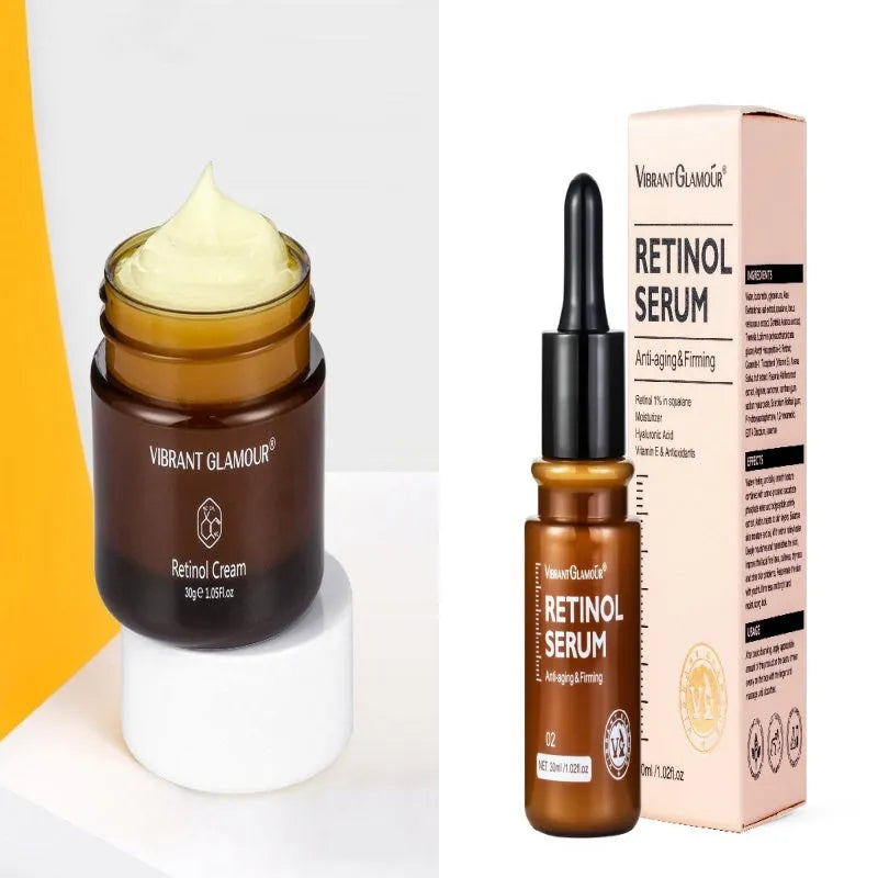 30 ml bottle of retinol facial serum for reducing dry lines and fine lines.