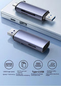 Multi-function card reader with SD TF Type-C conversion USB3.0 aluminium alloy housing for computer use