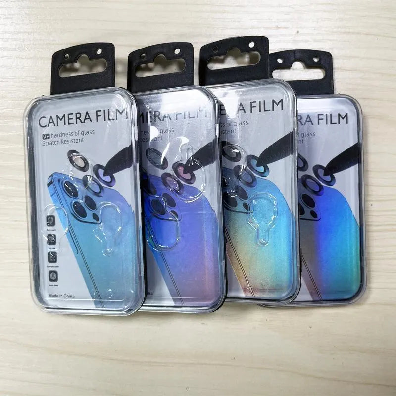 Screen printing 3D radian tempered glass lens protection film for iPhone with black luminous ring