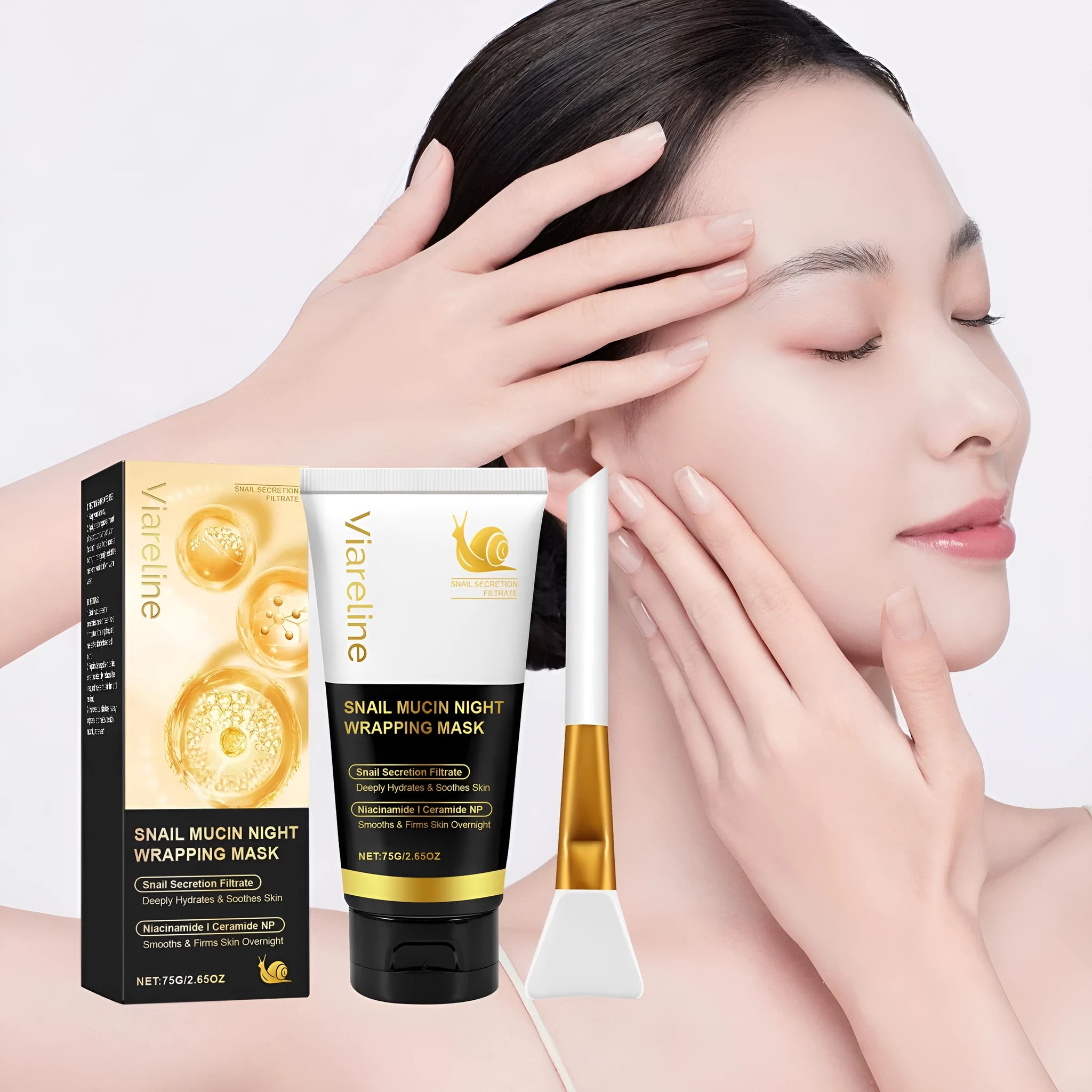 Turmeric sleep mask and brush set in 4.6cm container with 120g mask