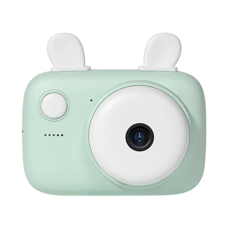 A2 kids digital camera in macaron design with colour screen, shown in green, pink, purple, and red.