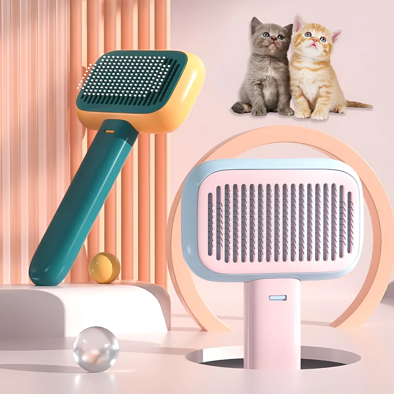 Pet cat dog hair brush comb with open-knot stainless steel teeth and plastic handle, 18 x 9.5cm, in Smoke Grey colour