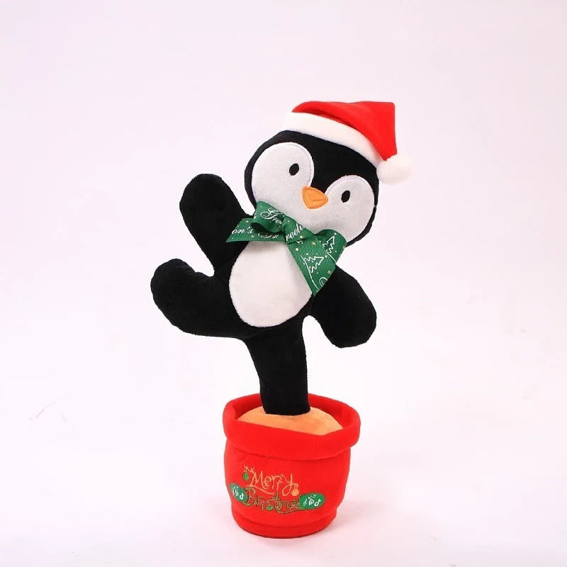 Interactive Christmas plush toy with singing and recording features