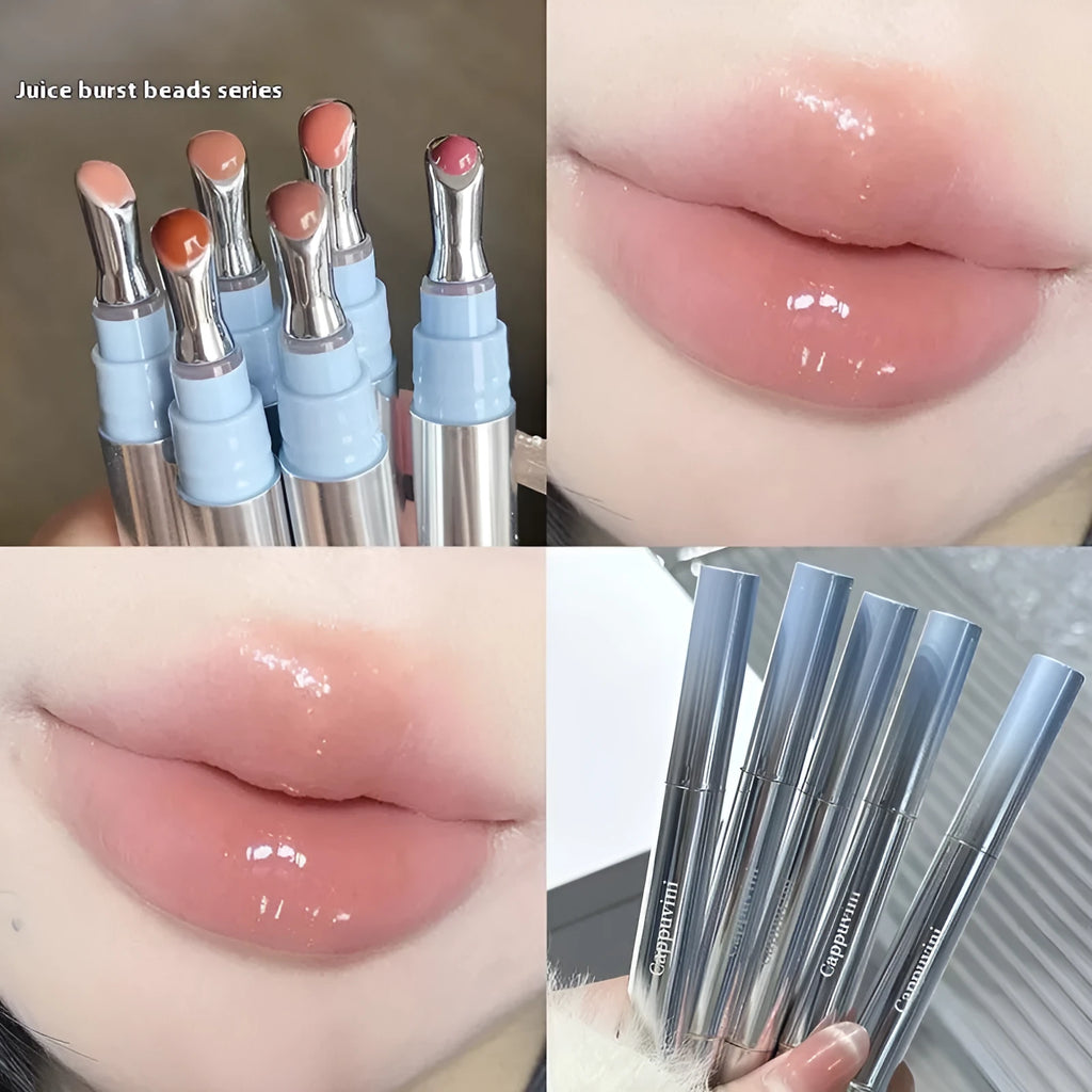 Mirror Water Light lip gloss lipstick in six ice shade colours.