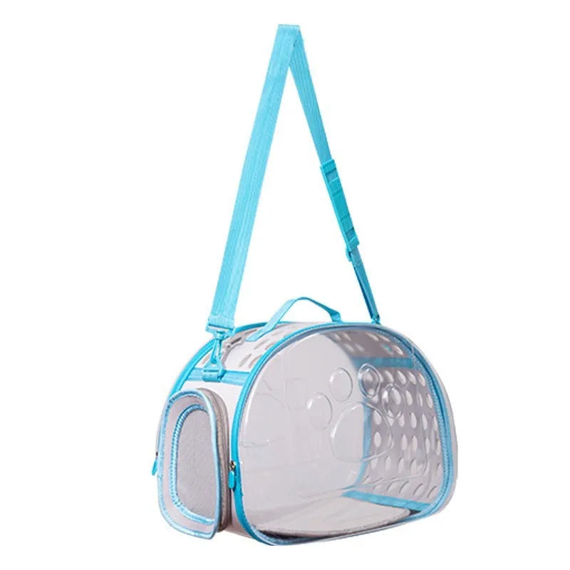 Transparent space capsule style cat backpack in hard EVA material showing interior space