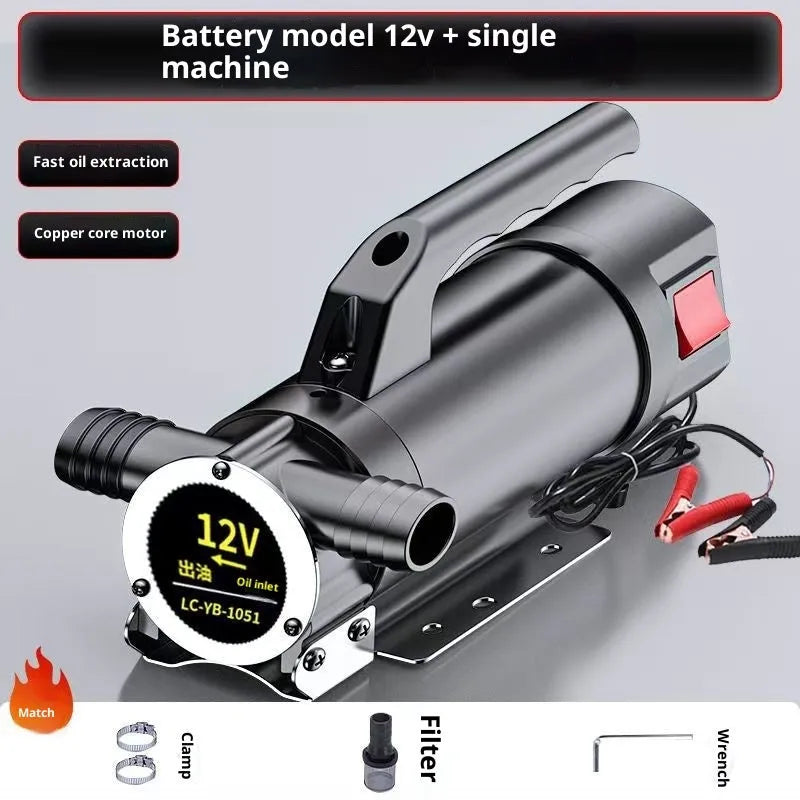 24V DC stainless steel oil water dual-use electric pump on white background