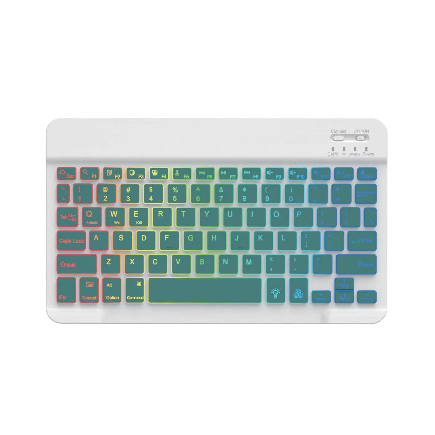 10-inch wireless Bluetooth keyboard with colourful backlit keys for mobile phones and tablets