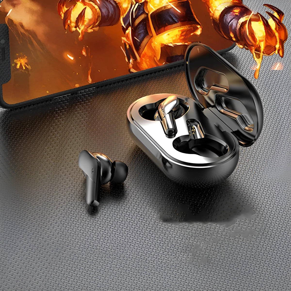 Binaural In Ear Headphones Gaming Black Technology Hall Bluetooth Headset V5.0 with 10mm Copper Ring Speaker and 30mAh Battery White Black