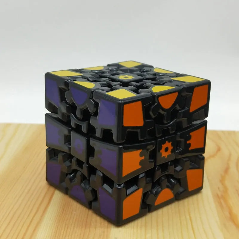 Gear Cube generation one third-order magic Rubik's cube plastic puzzle toy in black heat transfer printing