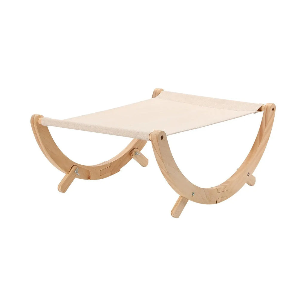 Solid wood cat shaker pet bed hammock measuring 55x41x22 cm with canvas and plush materials