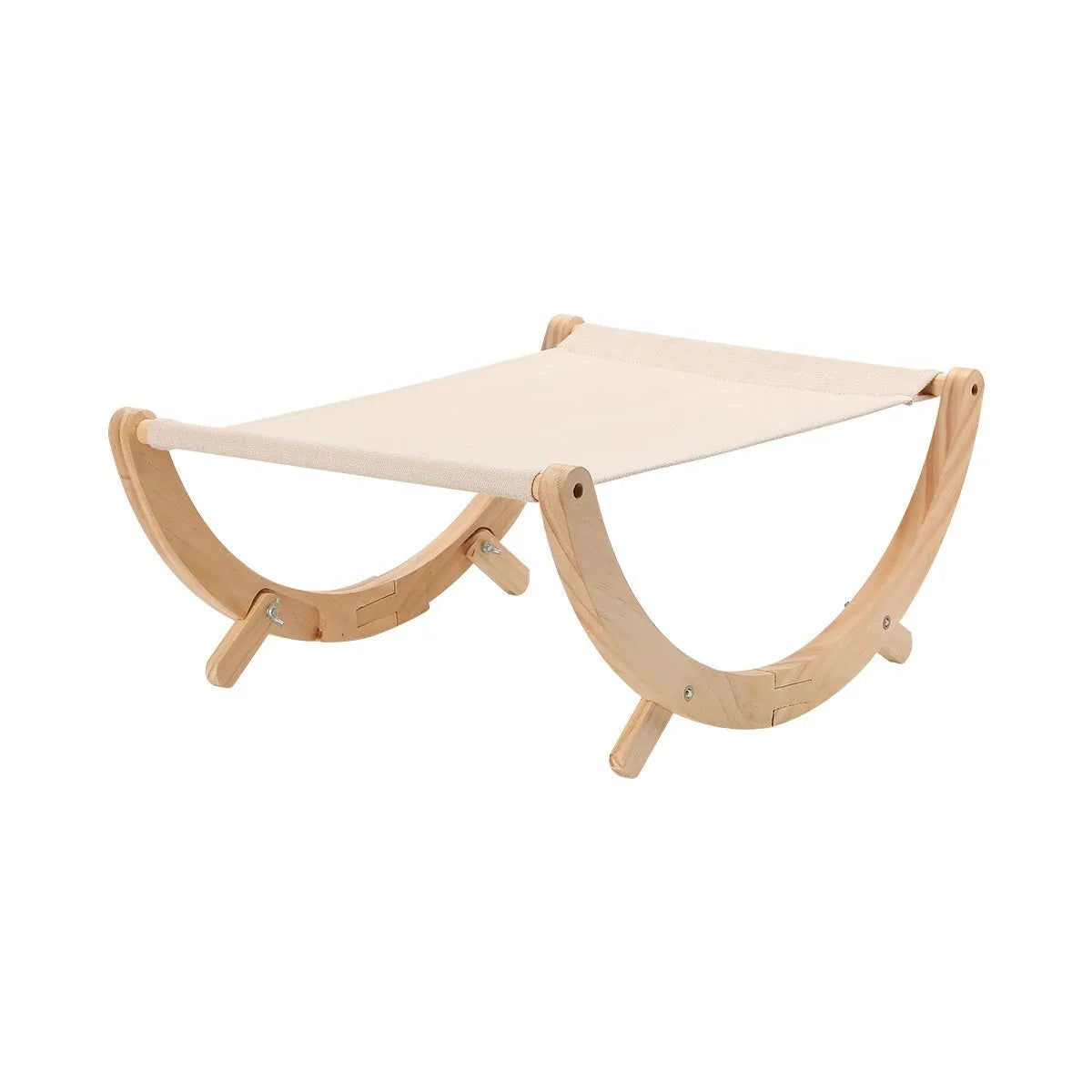 Solid wood cat shaker pet bed hammock measuring 55x41x22 cm with canvas and plush materials