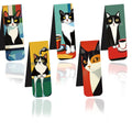 Set of 5 magnetic bookmarks with cute cat design, handmade, assorted colours