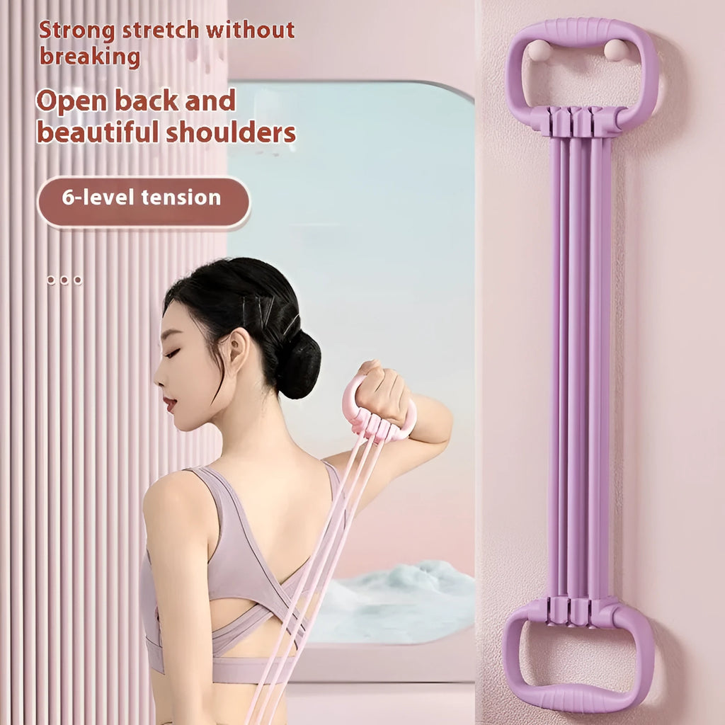 Women's adjustable chest expander with TPE rope and 6 gear resistance settings