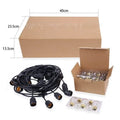 Black decorative light string with EU plug for indoor and outdoor use.