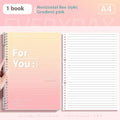 Removable coil gradient notepad in A4 and B5 sizes with green, blue, pink, and purple PP covers.