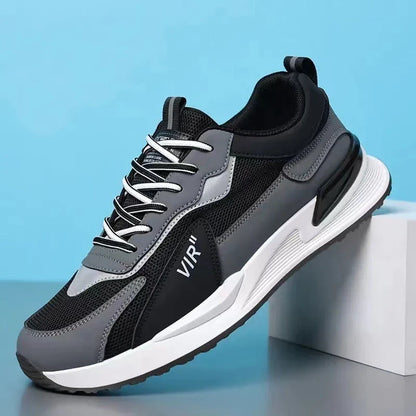 Men's fashionable color-blocked mesh sneakers with breathable design and comfortable features