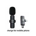 Wireless lavalier microphone with receiver, USB cable, and manual on white background