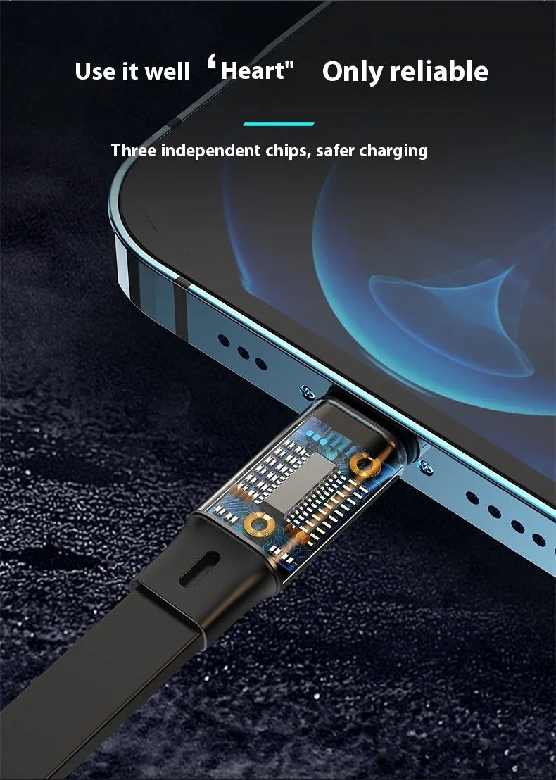 Three-in-one telescopic data cable 100W super fast charge Mini USB TPE+ABS grey black