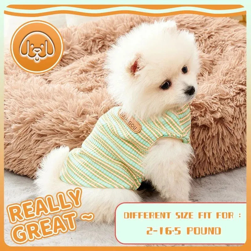 Cotton dog cooling vest for small medium breeds Chihuahua York in T-shirt style