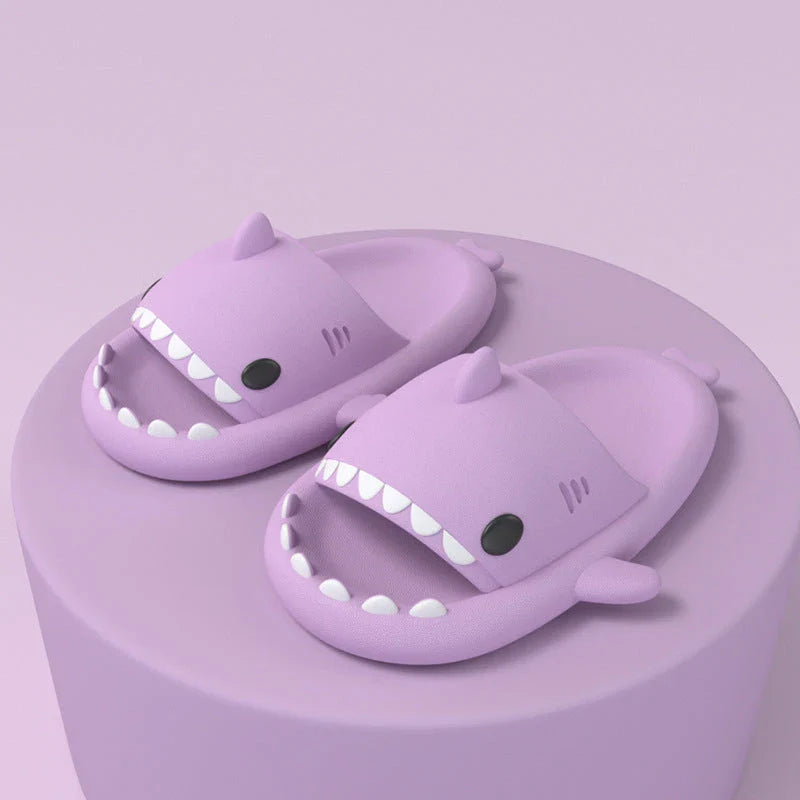 Cozy Shark Slippers with cartoon shark design, waterproof and anti-slip sole, and premium EVA material for comfort