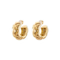 Gold diamond plaid women's stud earrings real gold plated copper geometric 24mm diameter