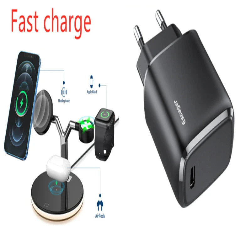 3-in-1 Magnetic Wireless Charger for Apple Devices in black and white