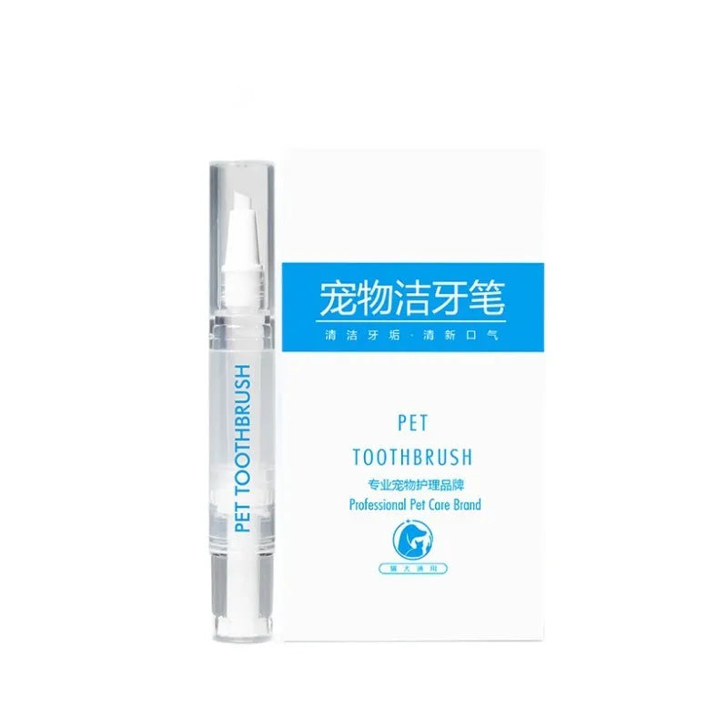 Pet toothbrush pen for dogs with built-in toothpaste dispenser