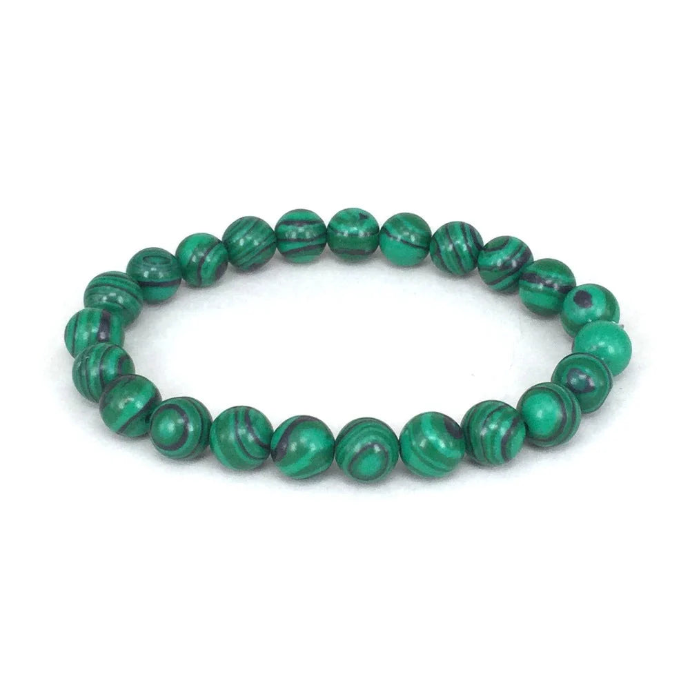 Classic black matte green malachite bracelets with unique textures, suitable for women and men.