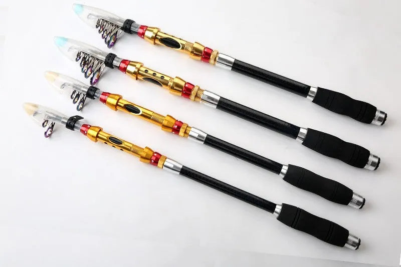 Carbon fibre telescopic spinning fishing rod with metal handle for sea fishing
