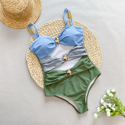 Women's one-piece swimsuit with matching skirt in high elasticity fabric for swimming and fitness