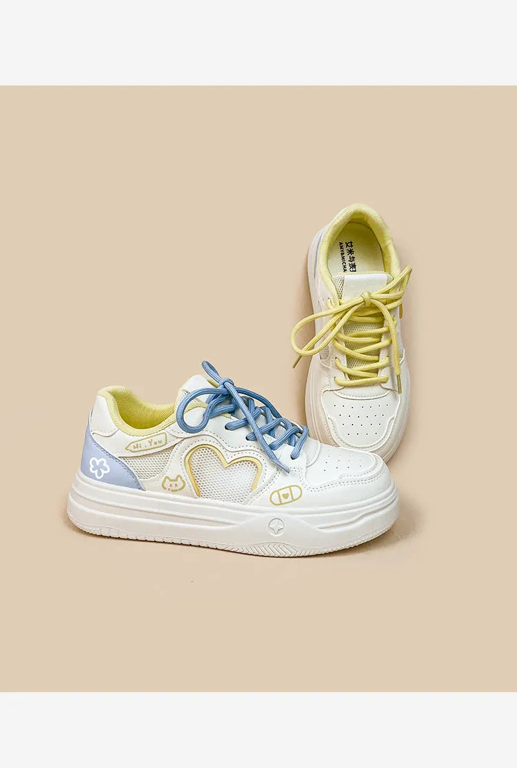 Korean summer mesh sneakers in Meow Rabbit Sea Salt Cheese colour with cross straps