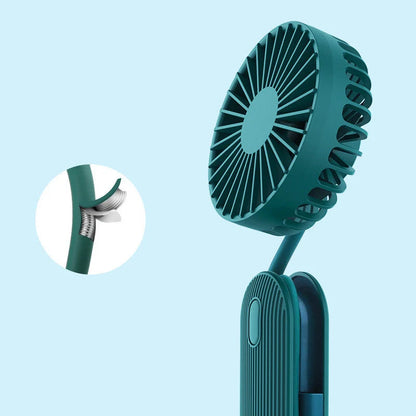 Rechargeable handheld fan with adjustable neck strap and silent operation