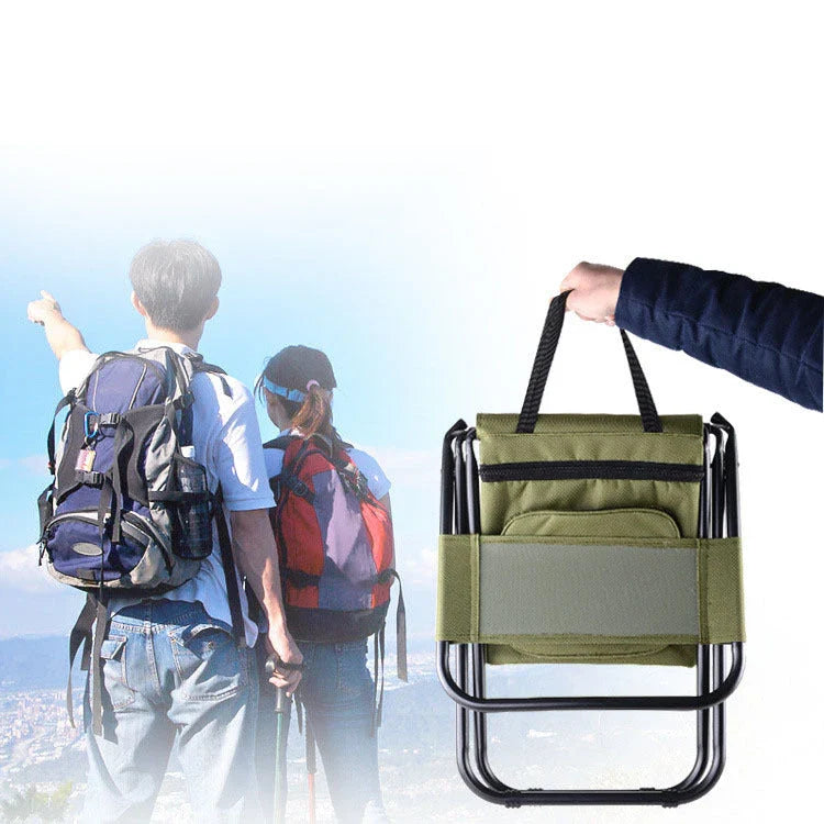 Versatile fishing chair with built-in refrigerator compartment, designed for outdoor comfort and convenience