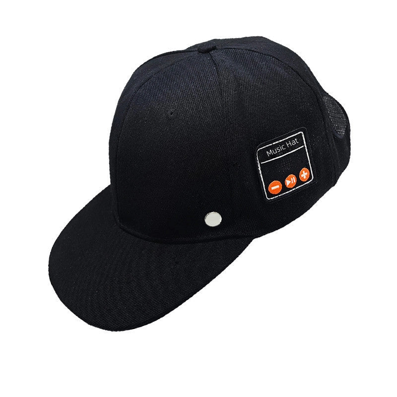 Bluetooth-compatible music hat for tennis in black and light grey with adjustable fit
