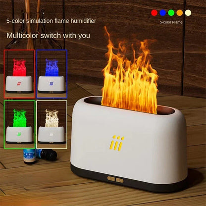 Ultrasonic Flame Aroma Diffuser with LED mood lighting and essential oil mist