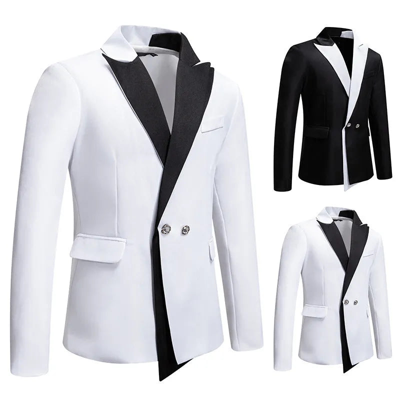 Business slim-fit suit in black for men, with jacket and trousers, polyester blend, large sizes available
