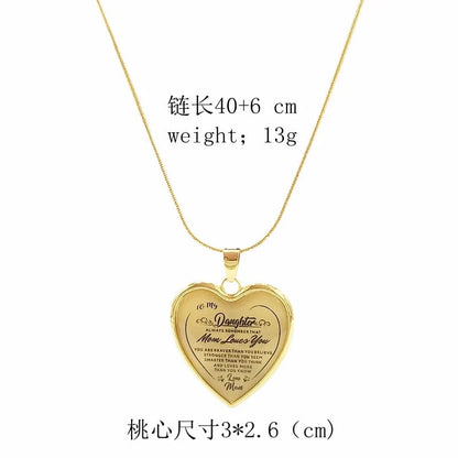 Heart-shaped epoxy necklace with inspirational message for daughters