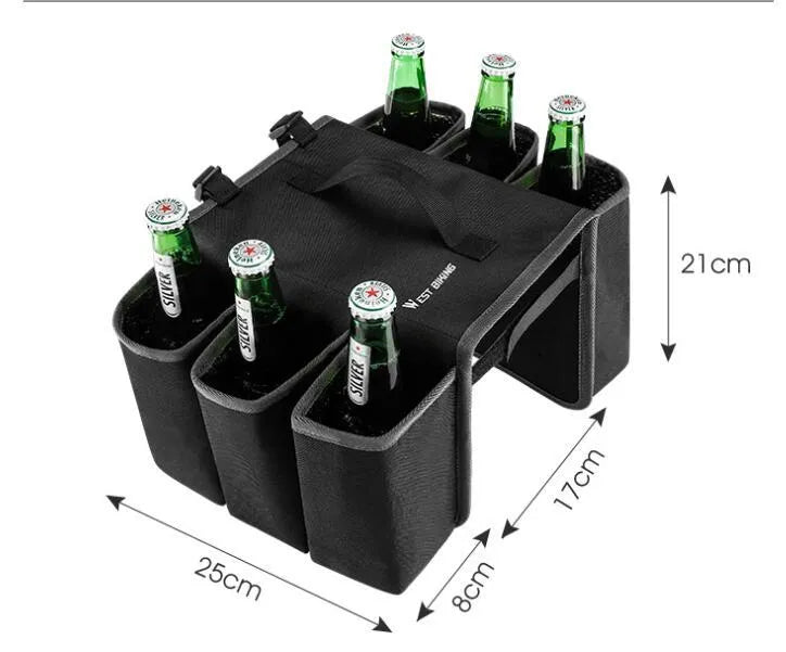 Black and orange bicycle handlebar drink bag with 2-litre capacity and anti-scratch design.