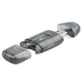 Transparent plastic USB card reader with LED light and card holder bag