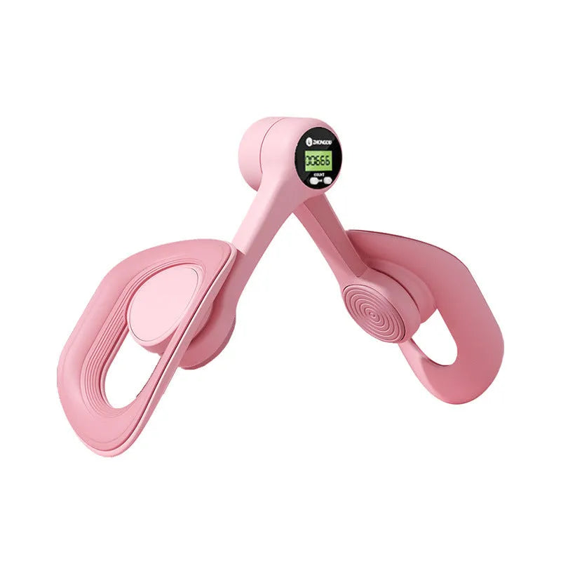 Pelvic floor muscle trainer leg beauty device in blue and pink for running and fitness use