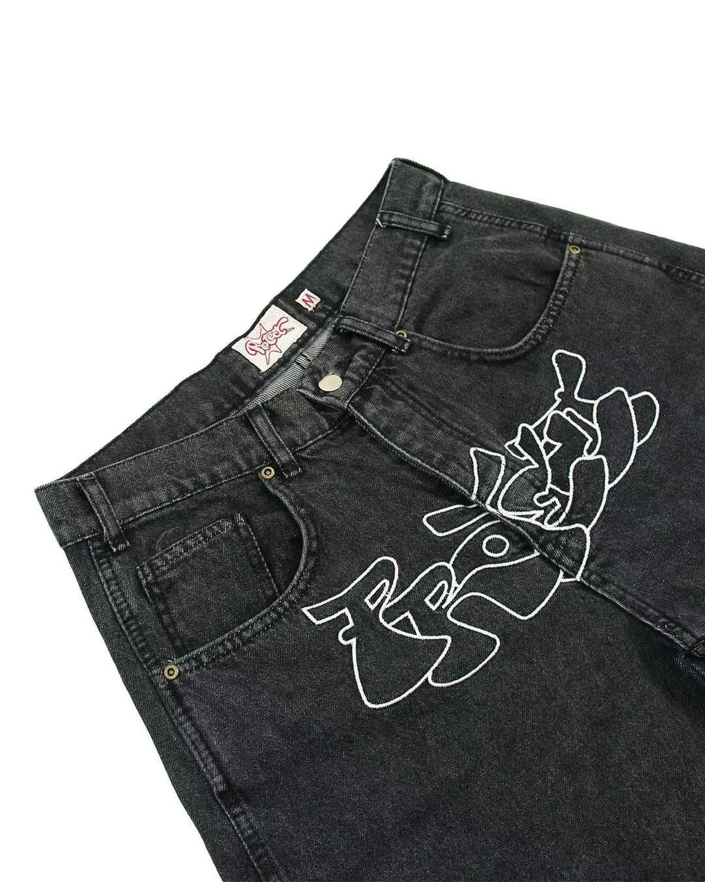 Men's straight-leg denim shorts in D36 colour for hip hop casual summer wear