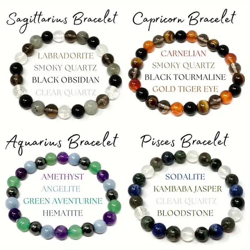 Natural stone beaded twelve constellations bracelet unisex handmade zodiac sign
