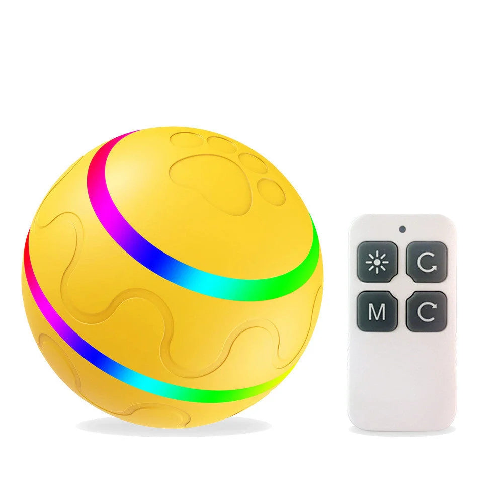 Intelligent Wicked Ball Toy for Cats with automatic rotation and USB charging in orange, yellow, and pink