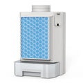 Clothes dryer fluff filter with thickened ABS housing, 9.6cm connection caliber, and four filter cotton refills, measuring 24x11.5x35.5cm