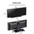 10-inch car touchscreen displaying navigation with front and rear camera views