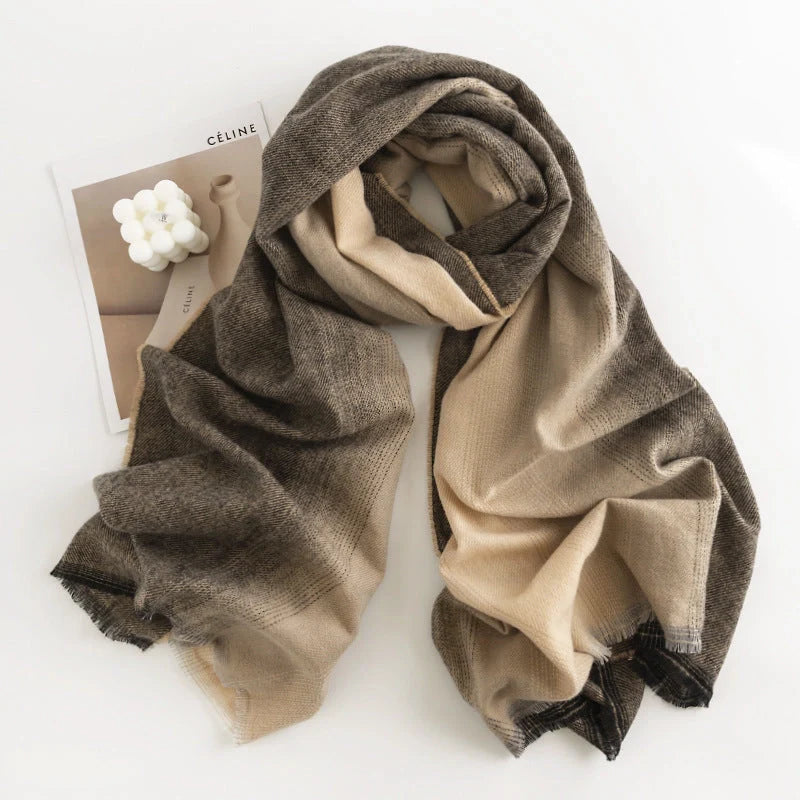Herringbone pattern artificial cashmere scarf in various colours with tassel fringe