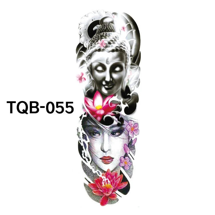 Waterproof full arm tattoo sticker with vibrant designs for temporary body art